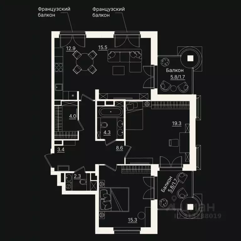 3-к кв. Тюменская область, Тюмень ул. Щербакова, 2к3 (97.1 м) - Фото 0