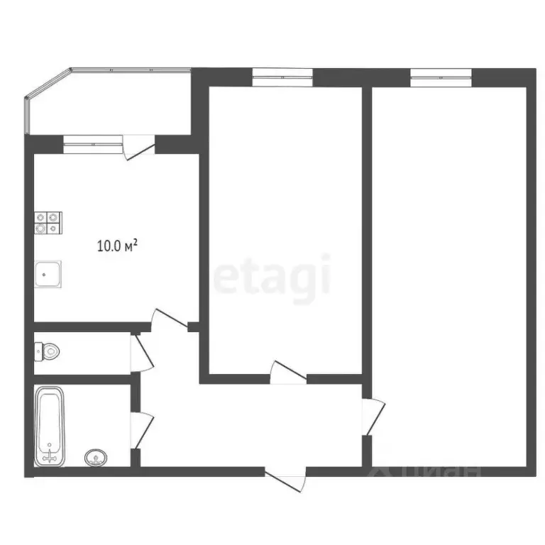 2-к кв. Ханты-Мансийский АО, Сургут ул. Ивана Захарова, 27/1 (57.8 м) - Фото 2