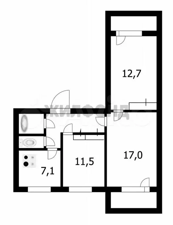 3-к. квартира, 62,4 м, 4/9 эт. - Фото 0