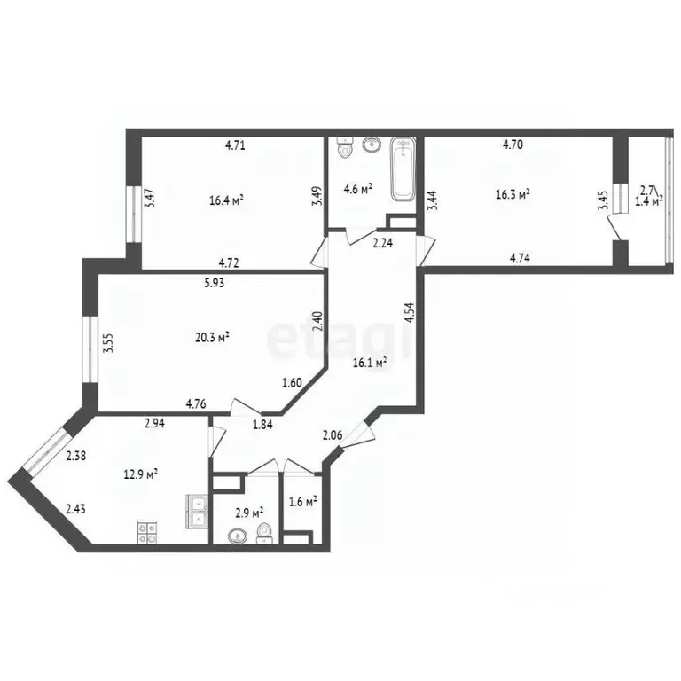 3-к кв. Санкт-Петербург Белградская ул., 26к9 (91.1 м) - Фото 2