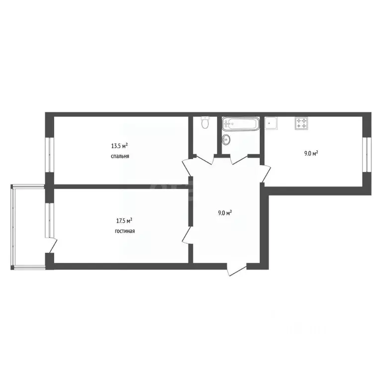 2-к кв. Тюменская область, Тюмень ул. Коммунаров, 24 (51.4 м) - Фото 2