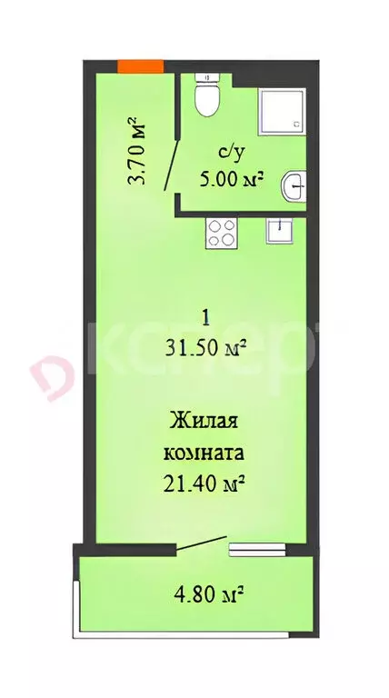 Квартира-студия: Ростов-на-Дону, посёлок Орджоникидзе, улица ... - Фото 2