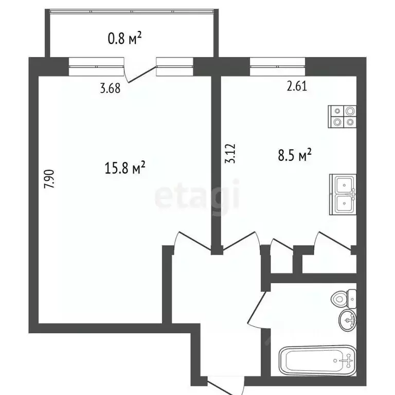 1-к кв. Псковская область, Печоры ул. Мелиораторов, 13 (32.5 м) - Фото 2