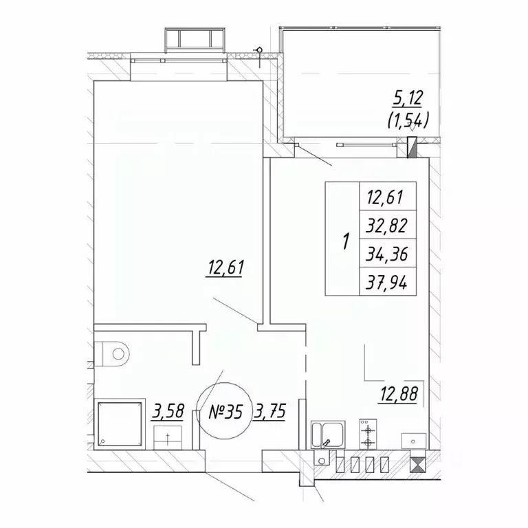 1-к кв. Калининградская область, Зеленоградск  (34.36 м) - Фото 1