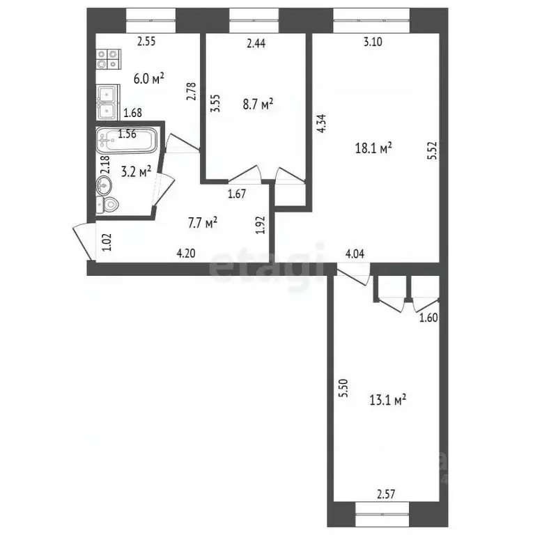 3-к кв. Кемеровская область, Юрга просп. Победы, 5 (58.0 м) - Фото 1