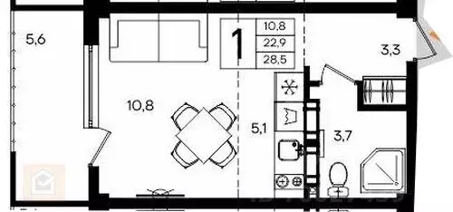 Студия Крым, Симферопольский район, Николаевка пгт ул. ... - Фото 2