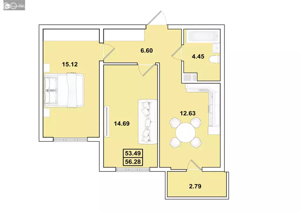 2-комнатная квартира: Иркутск, микрорайон Ново-Ленино, жилой комплекс ... - Фото 1