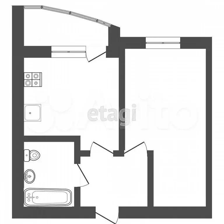 1-к. квартира, 42 м, 3/8 эт. - Фото 0