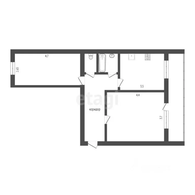2-к кв. Тюменская область, Тюмень ул. Мельникайте, 48а (52.3 м) - Фото 1