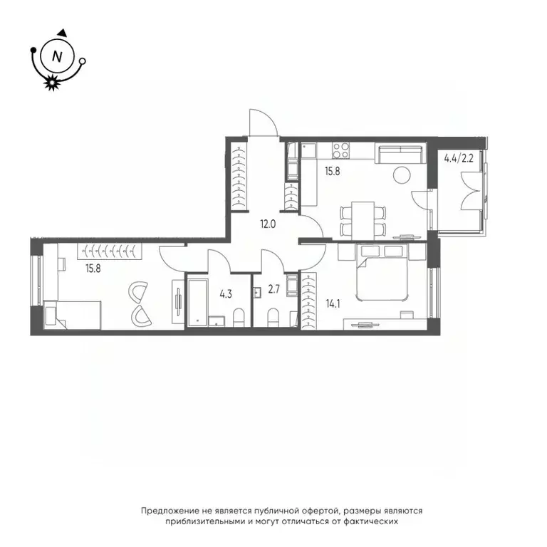 2-к кв. Омская область, Омск Зеленая река мкр, 14 (66.9 м) - Фото 0