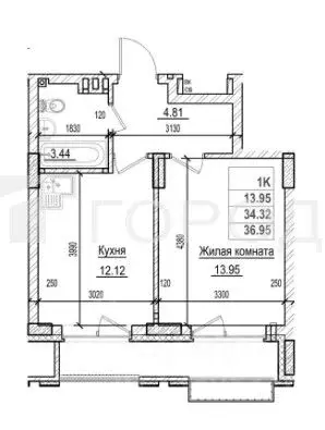 1-к кв. Новосибирская область, Новосибирск Фабричная ул., 65/4 (34.9 ... - Фото 2