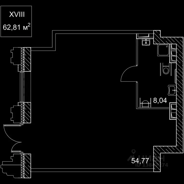 Торговая площадь в Москва 2-й Хорошевский проезд, 7С8 (63 м) - Фото 1