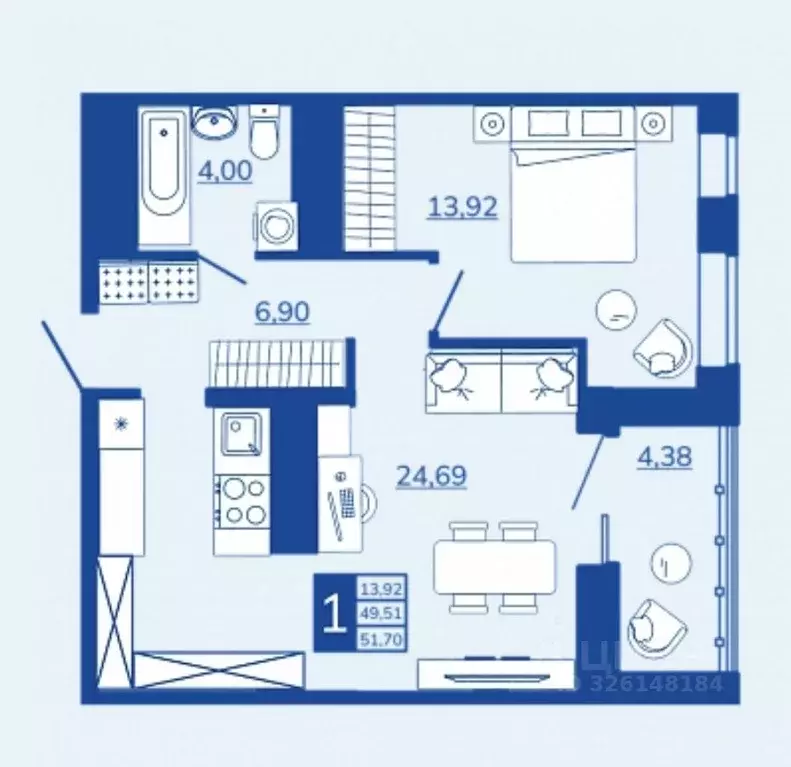 1-к кв. Брянская область, Брянск Новый Город жилой комплекс (51.7 м) - Фото 1