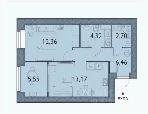 1-к кв. Брянская область, Брянский район, пос. Мичуринский, ... - Фото 1