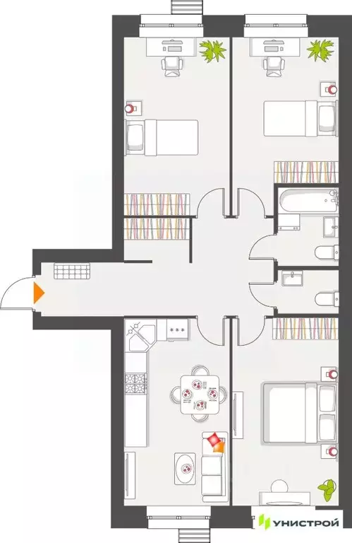 3-к кв. Татарстан, с. Высокая Гора Атмосфера жилой комплекс (81.69 м) - Фото 1