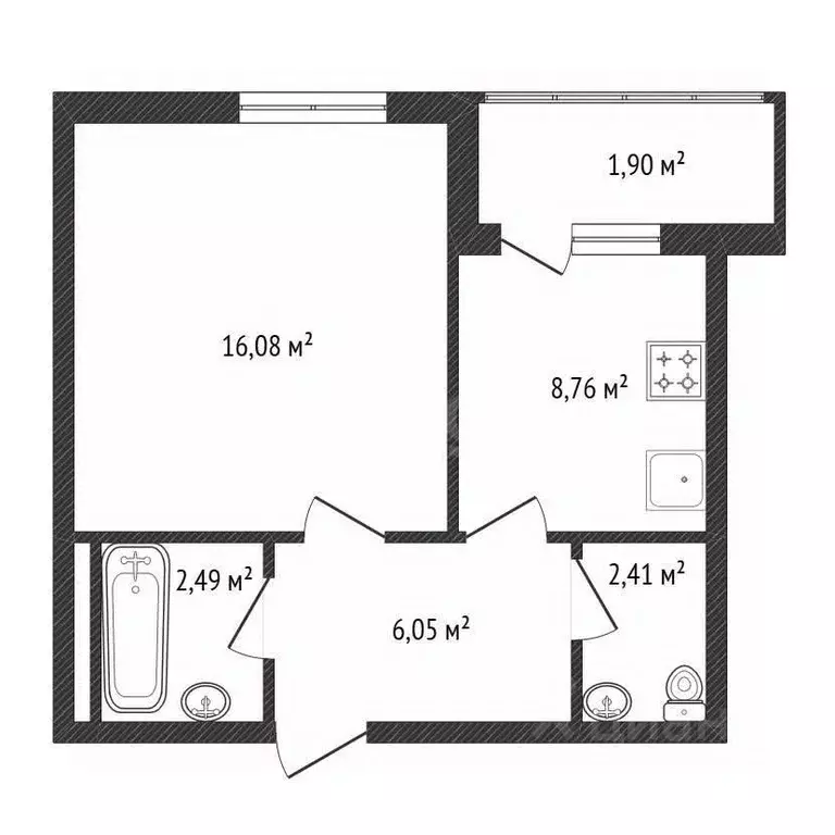 2-к кв. Башкортостан, Уфа ул. Рашита Нигмати, 12 (37.4 м) - Фото 2
