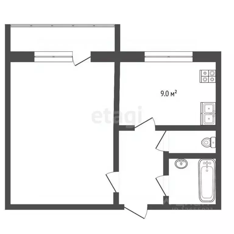 1-к кв. Костромская область, Кострома пос. Новый, 7 (35.8 м) - Фото 1