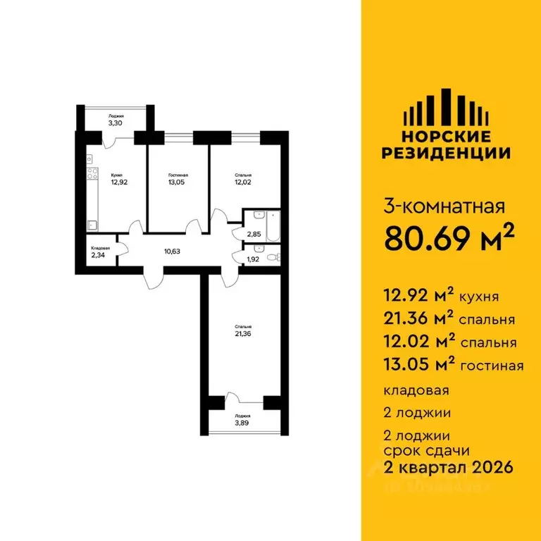 3-к кв. Ярославская область, Ярославль пос. Норское, Норские ... - Фото 1