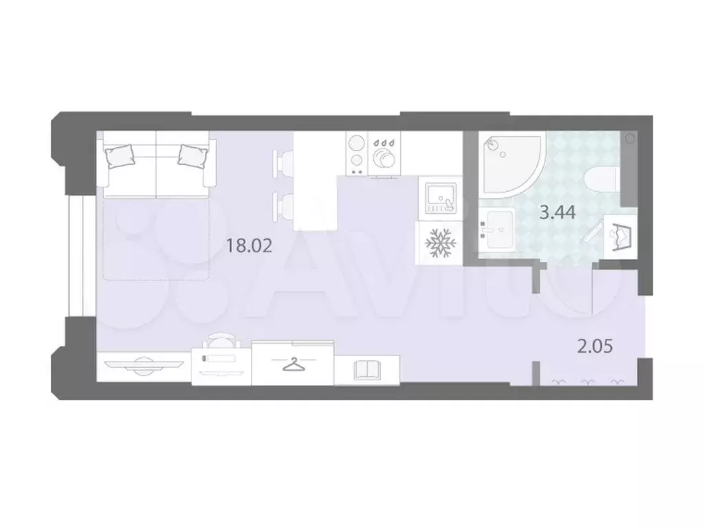 Квартира-студия, 23,5 м, 2/13 эт. - Фото 0