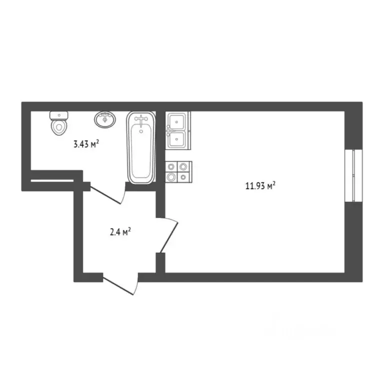 Студия Тюменская область, Тюмень ул. 2-я Луговая, 24к2 (18.0 м) - Фото 2