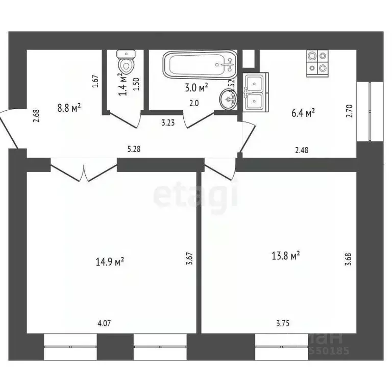 2-к кв. Самарская область, Самара Загорская ул., 8 (48.3 м) - Фото 2
