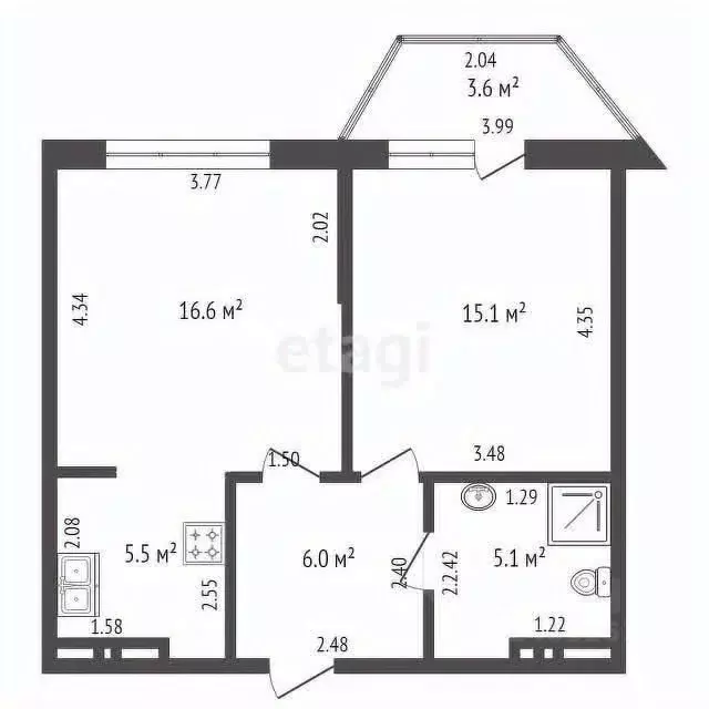 2-к кв. Краснодарский край, Анапа ул. Шевченко, 3 (52.0 м) - Фото 2