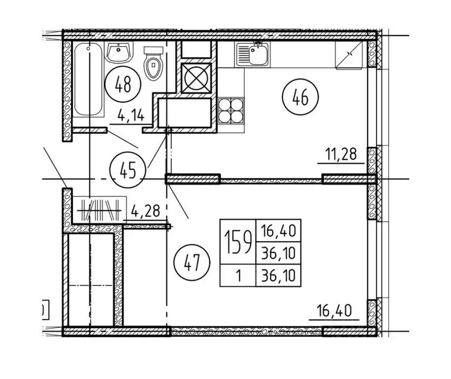 1-к кв. Ставропольский край, Пятигорск Центр мкр,  (36.1 м) - Фото 1