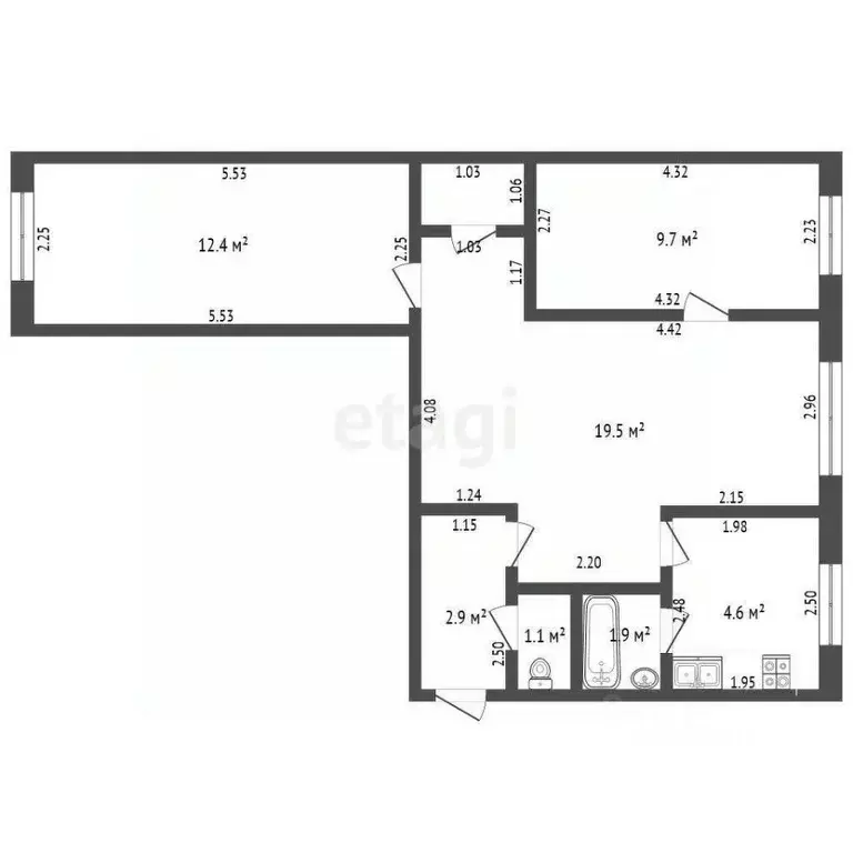 3-к кв. Башкортостан, Стерлитамак просп. Октября, 22 (53.5 м) - Фото 2