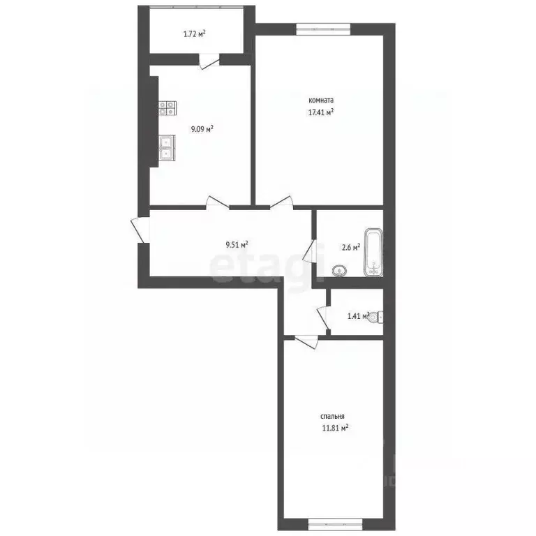 2-к кв. Калининградская область, Калининград Елизаветинская ул., 4 ... - Фото 2