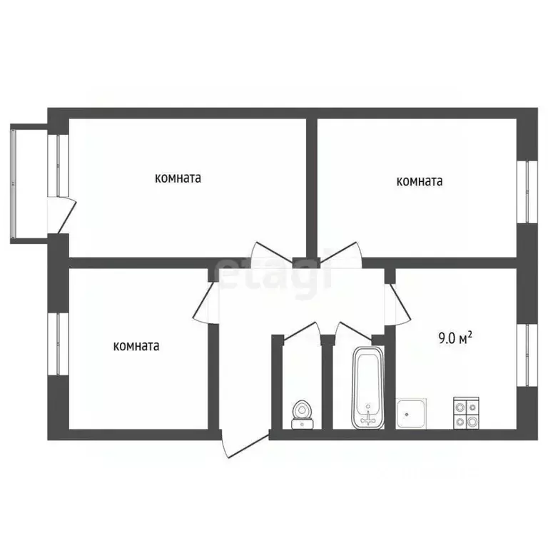 3-к кв. Владимирская область, Муром Октябрьская ул., 100 (63.0 м) - Фото 2