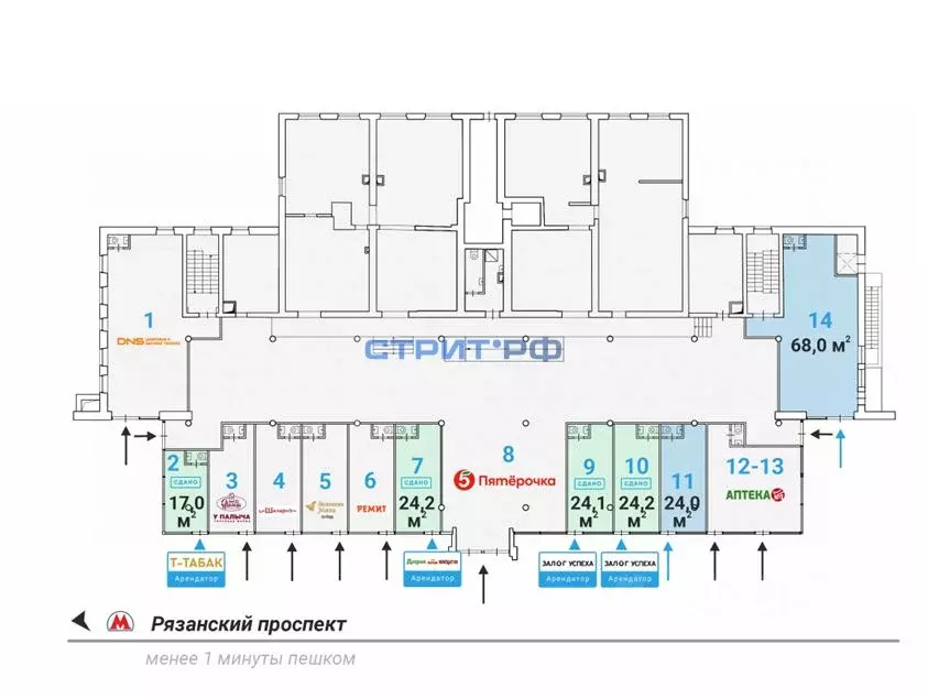 Торговая площадь в Москва 1-я Новокузьминская ул., 21К2 (68 м) - Фото 1