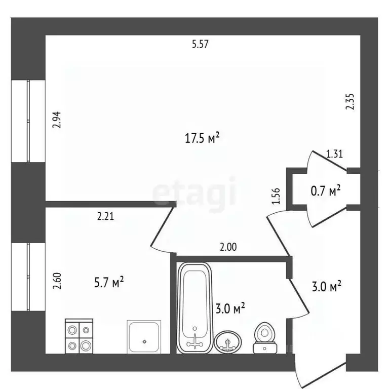 1-к кв. Башкортостан, Стерлитамак ул. Дружбы, 29 (29.9 м) - Фото 1