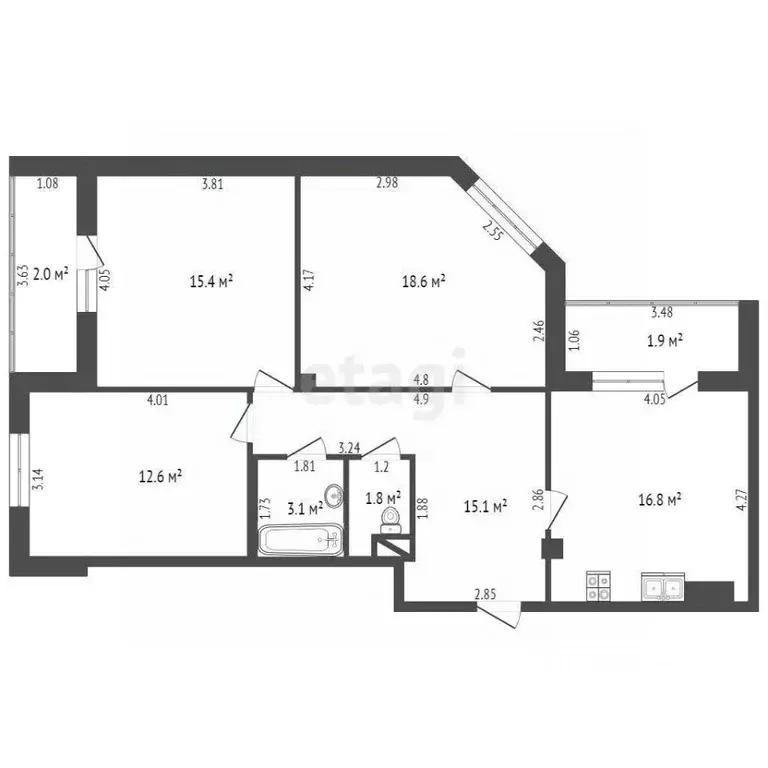 3-к кв. Омская область, Омск бул. Архитекторов, 4/1 (82.0 м) - Фото 1