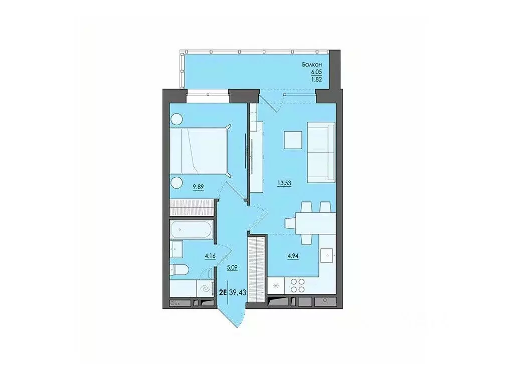 2-к кв. Пермский край, Пермь ул. Сергея Есенина, 9Ак2 (39.43 м) - Фото 1