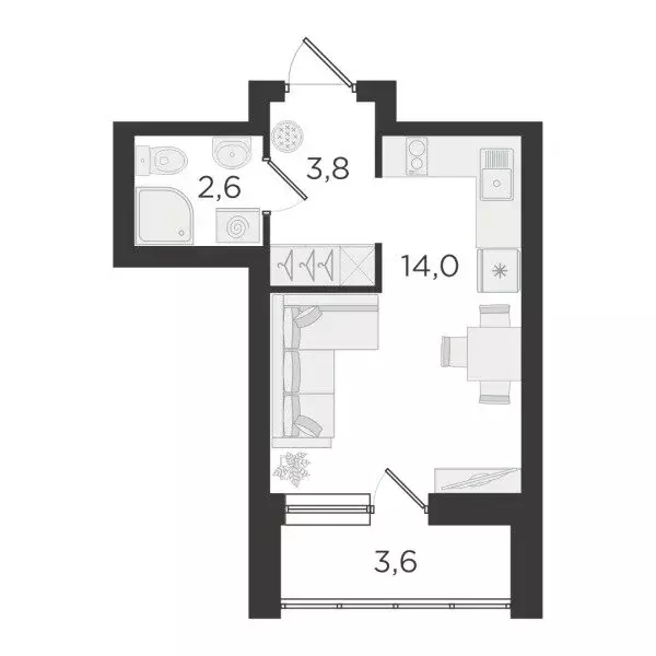 Квартира-студия: Екатеринбург, улица Учителей, 33/4 (24 м) - Фото 1