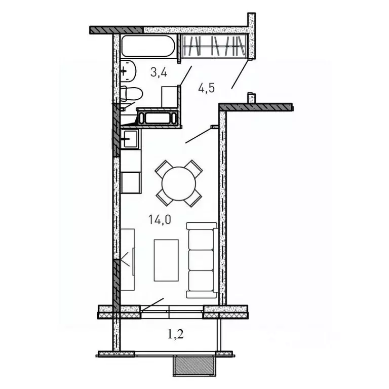 Студия Московская область, Балашиха ул. Твардовского, вл36к3 (23.1 м) - Фото 0