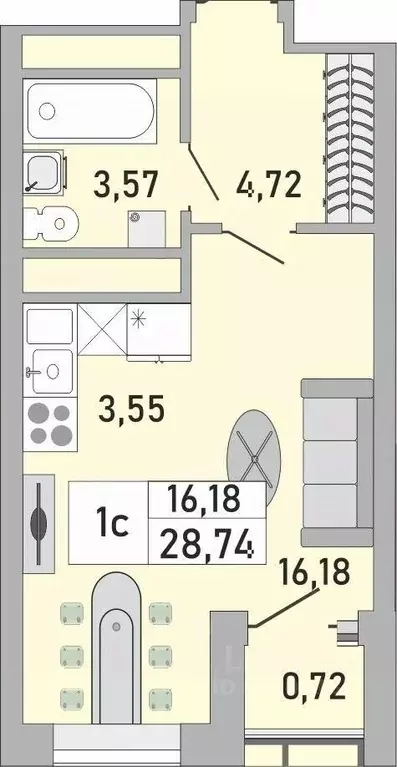 1-к кв. Башкортостан, Уфа Бакалинская ул., 9/1 (28.74 м) - Фото 0