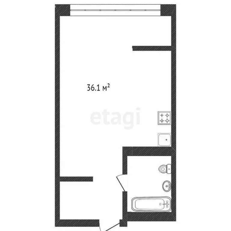 1-комнатная квартира: Тюмень, улица Монтажников, 59 (35 м) - Фото 1