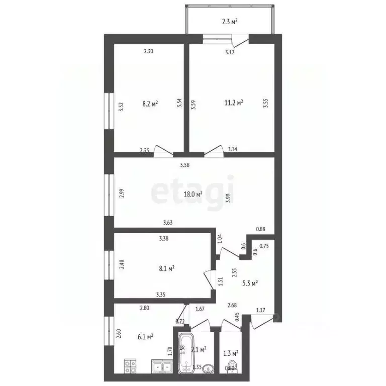 4-к кв. Башкортостан, Стерлитамак Коммунистическая ул., 45 (60.3 м) - Фото 1