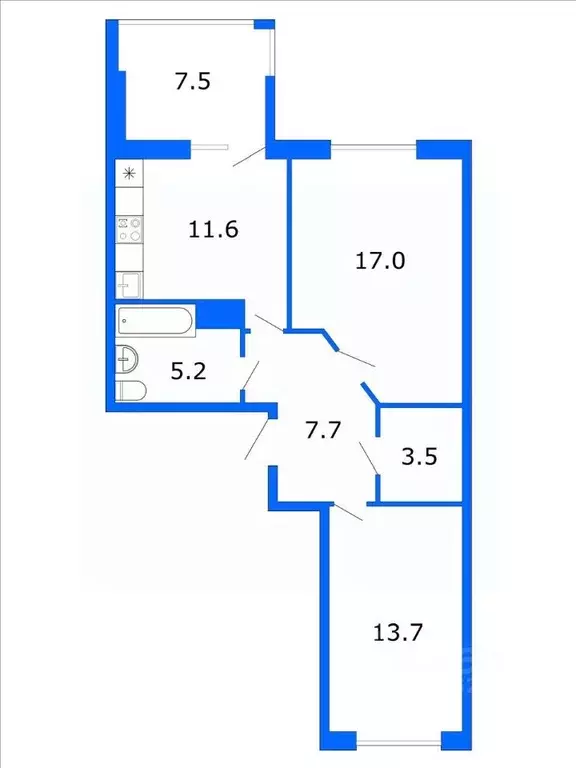 2-к кв. Санкт-Петербург Пулковское ш., 42к6 (58.7 м) - Фото 1