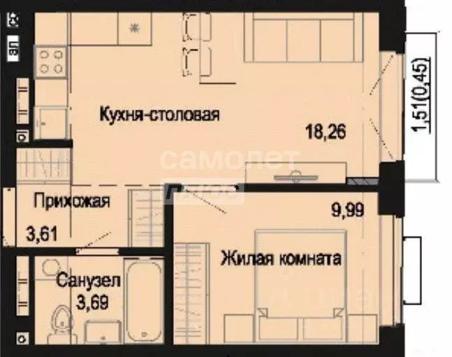 1-к кв. Свердловская область, Екатеринбург Центральный парк жилой ... - Фото 1