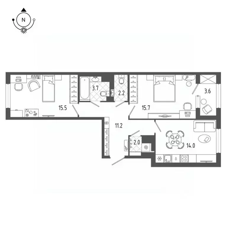 2-к кв. Санкт-Петербург бул. Измайловский, 9 (66.0 м) - Фото 0