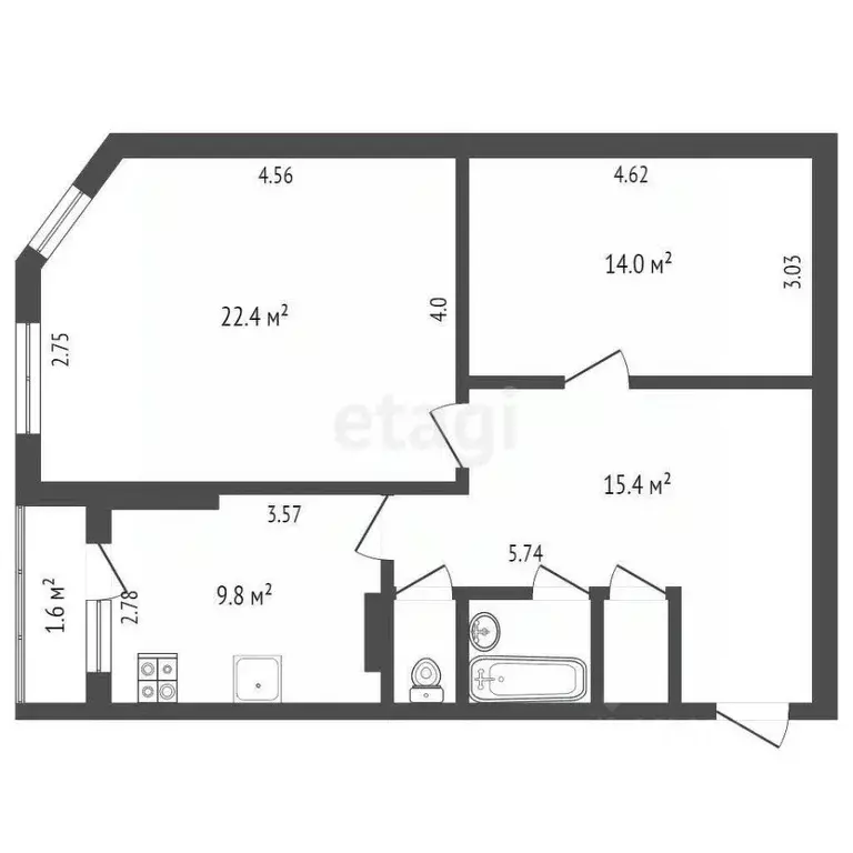 2-к кв. Псковская область, Псков ул. Генерала Маргелова, 19 (67.0 м) - Фото 2