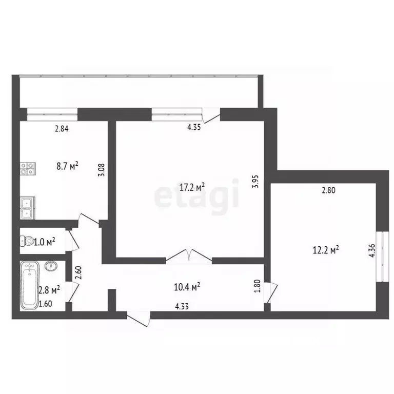 2-к кв. Кемеровская область, Березовский просп. Ленина, 54 (52.3 м) - Фото 2