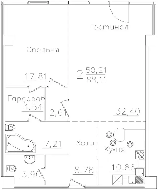 2-к кв. Воронежская область, Воронеж ул. Куколкина, 18 (90.6 м) - Фото 0