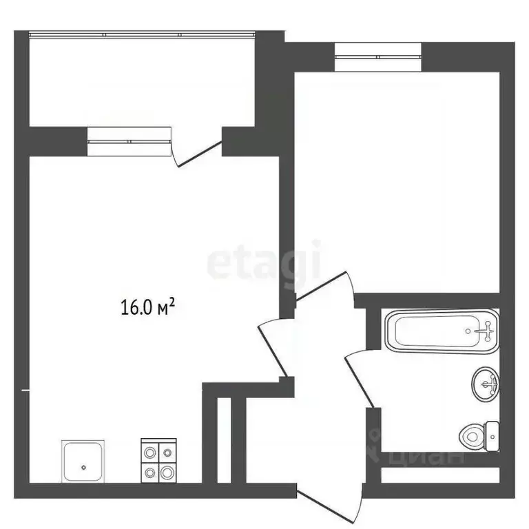1-к кв. Тюменская область, Тюменский муниципальный округ, д. Патрушева ... - Фото 1