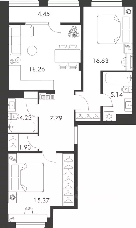 2-к кв. Тульская область, Тула ул. Карпова, 103А (73.79 м) - Фото 0