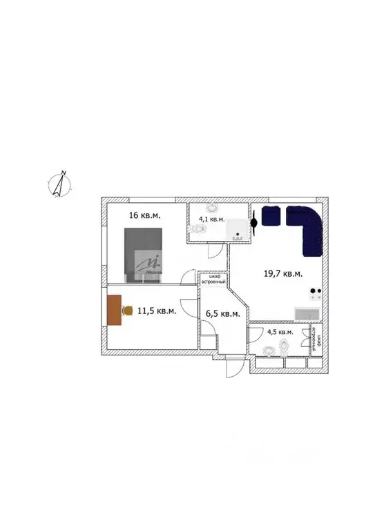 2-к кв. Москва Ходынская ул., 2 (66.0 м) - Фото 2
