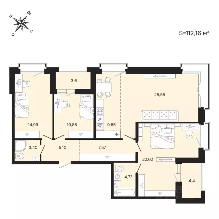 4-к кв. Карелия, Петрозаводск Береговая ул. (111.95 м) - Фото 1