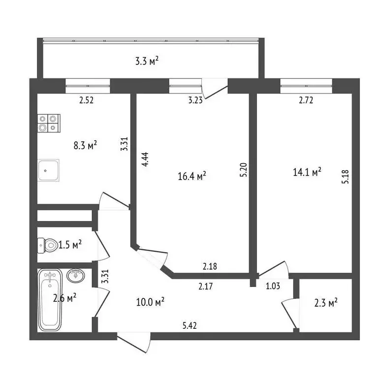 2-комнатная квартира: Набережные Челны, улица Нур Баян, 1 (58.5 м) - Фото 0